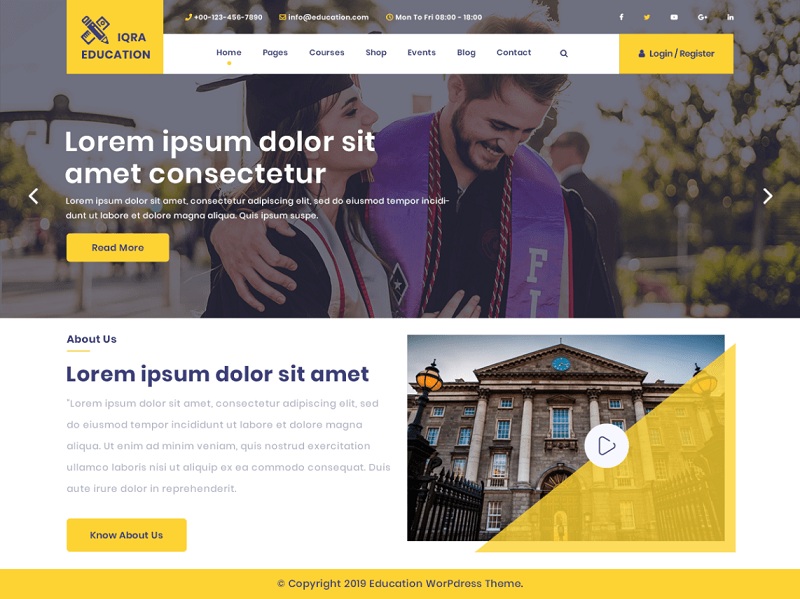 Iqra Education: best free WordPress theme for educational website