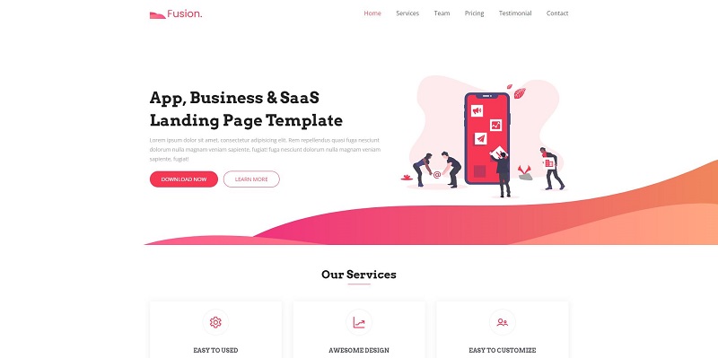 Fusion Free One Page HTML Template