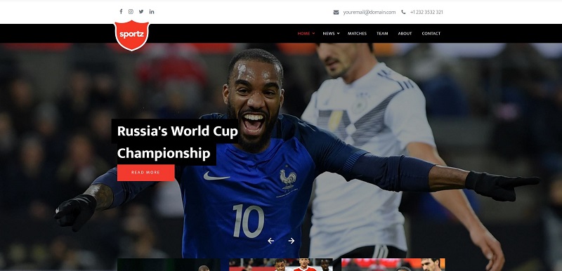 Sportz Free HTML Website Template