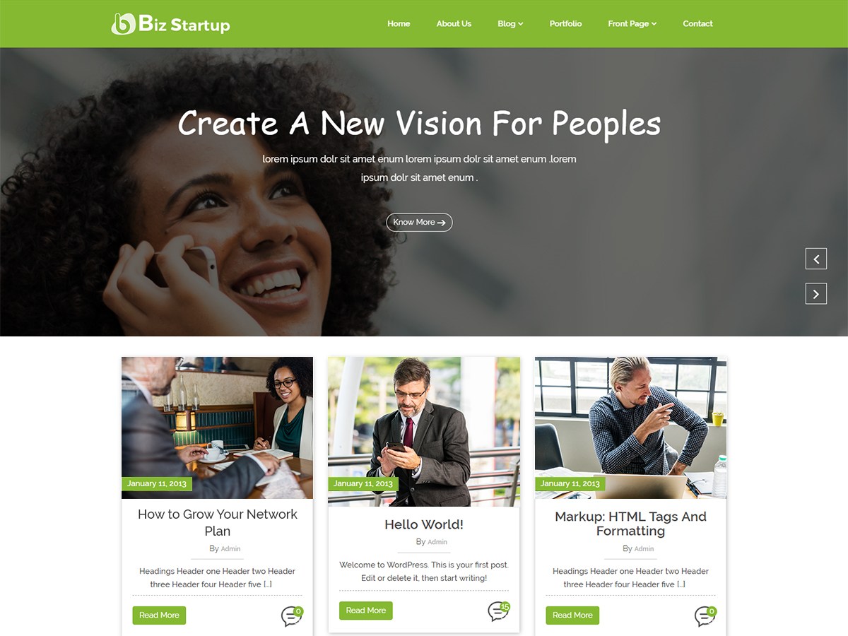 Bizstartup Free WordPress Theme