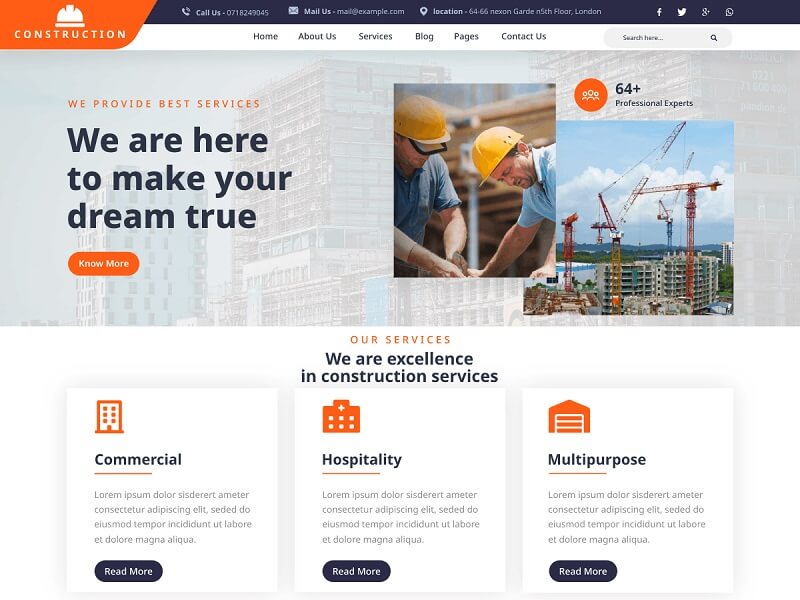 Free Construction Company WordPress Themes