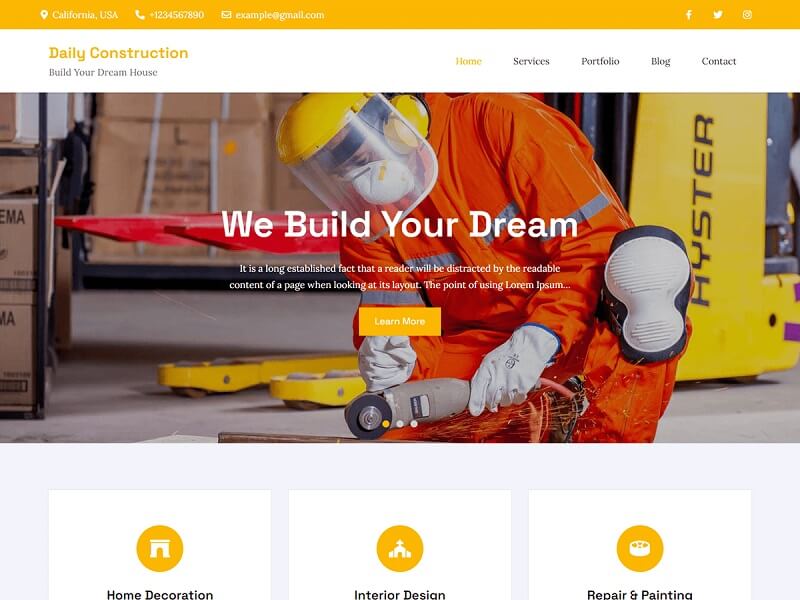 Free Construction Company WordPress Themes