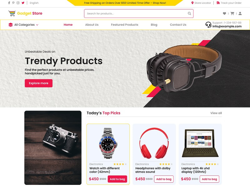 Ecommerce Gadget Store: Free WordPress Ecommerce Theme