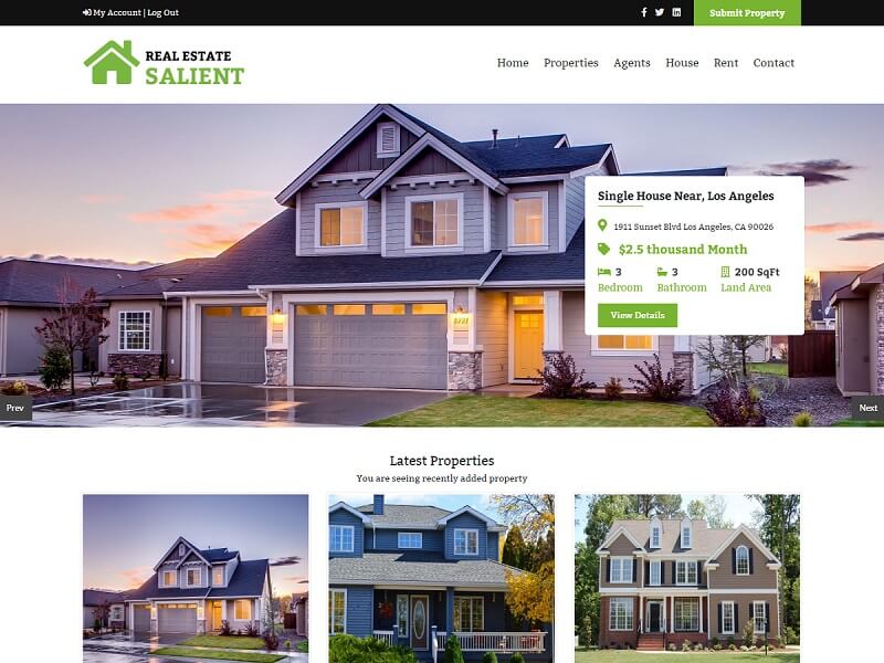 Real Estate Salient: WordPress free real estate themes