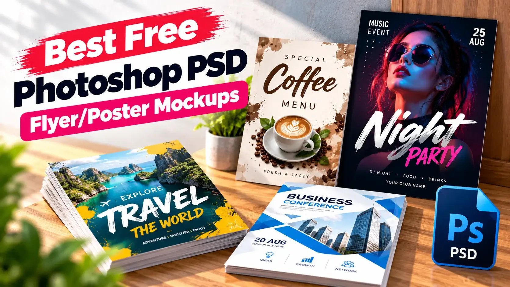 Best Free Photoshop PSD Flyer/Poster Mockups