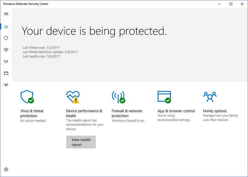 Microsoft Windows Defender Security Center