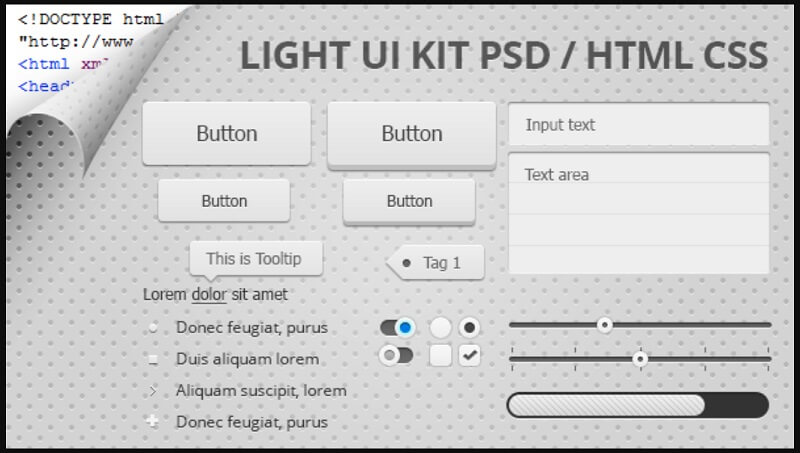 Light UI Kit In CSS & HTML
