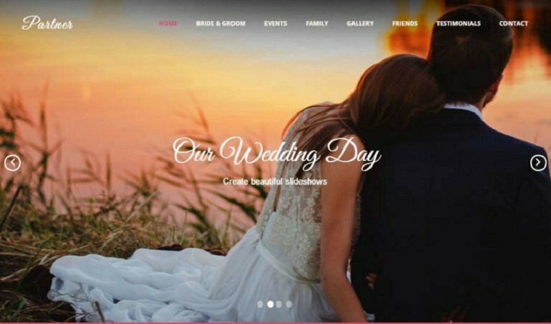Partner Wedding HTML Bootstrap Web Template