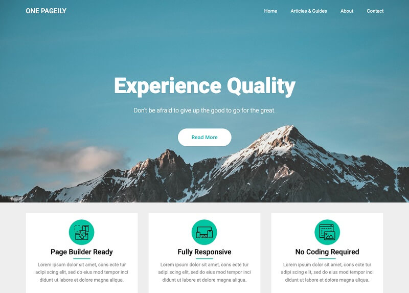 One Pageily: Free One Page WordPress Theme