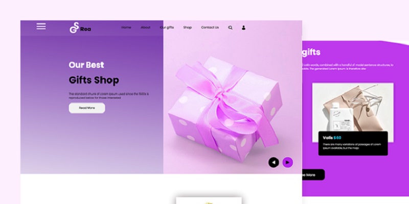 Rea – Giftshop Website template 