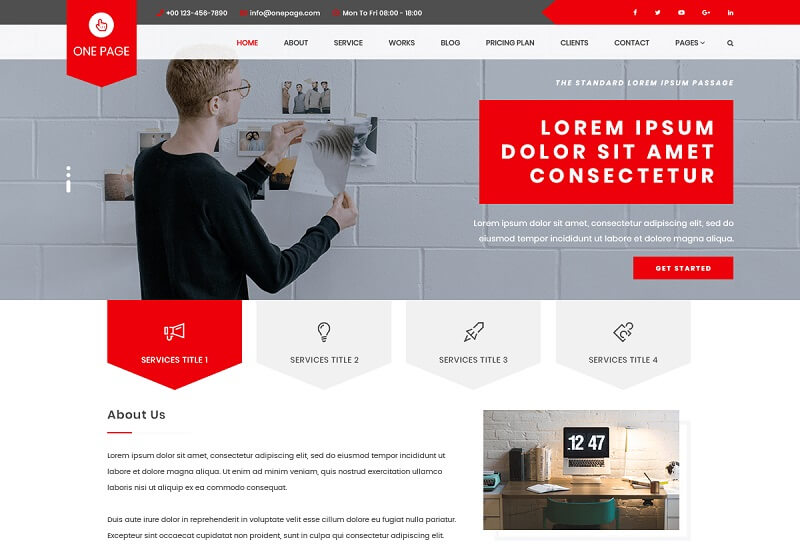 VW One Page: Free One Page WordPress Theme