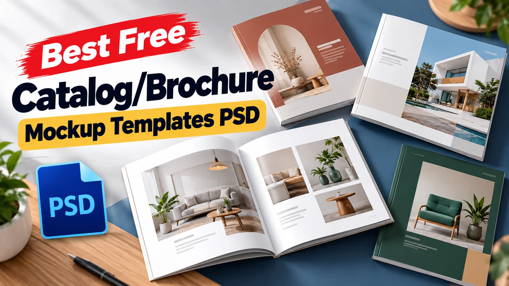 Best Free Catalog/Brochure Mockup Templates PSD