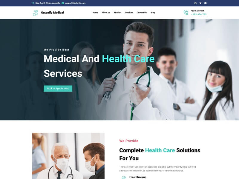 Gutenify Medical: Free Health Medical WordPress Themes