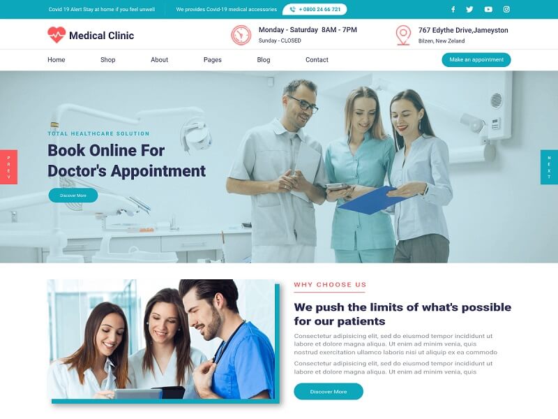 Medical Clinic Lite:Free Health Medical WordPress Themes