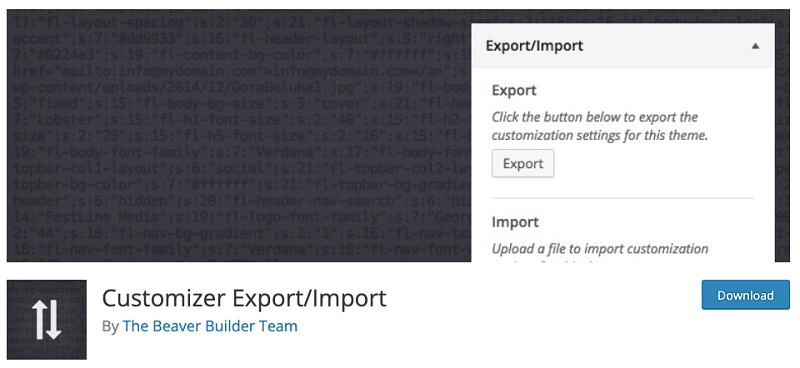 Customizer Export/Import