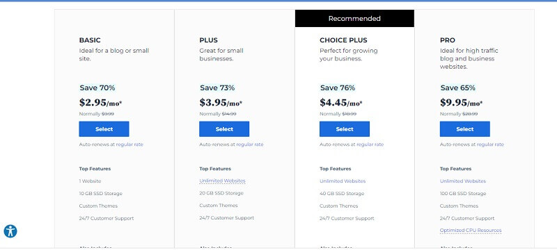 Bluehost Plan