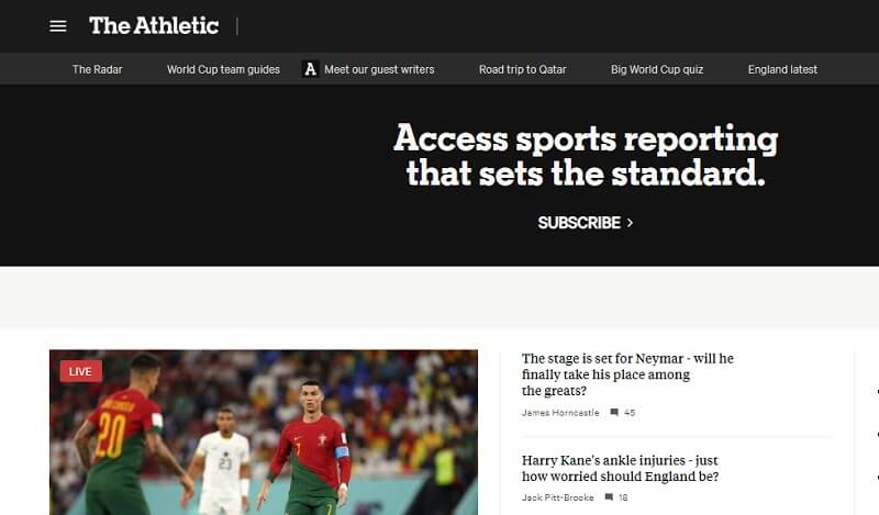 The Athletic: Sports Blogs Design