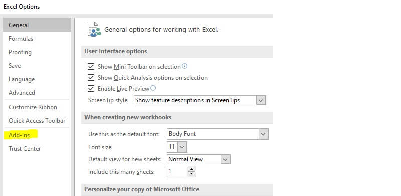 Excel Add-Ins