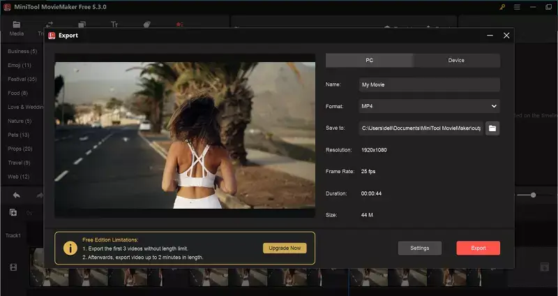 Export and Save The File: Create Professional Videos With The Movie Maker Tool