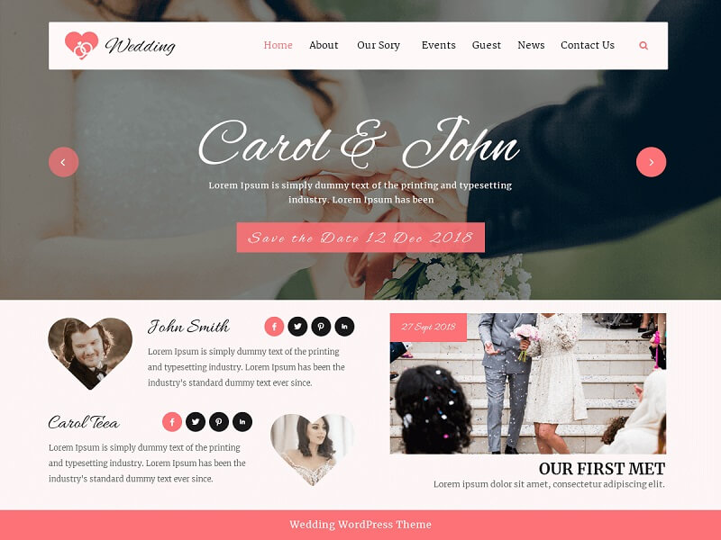 VW Wedding: Free Wedding WordPress Themes