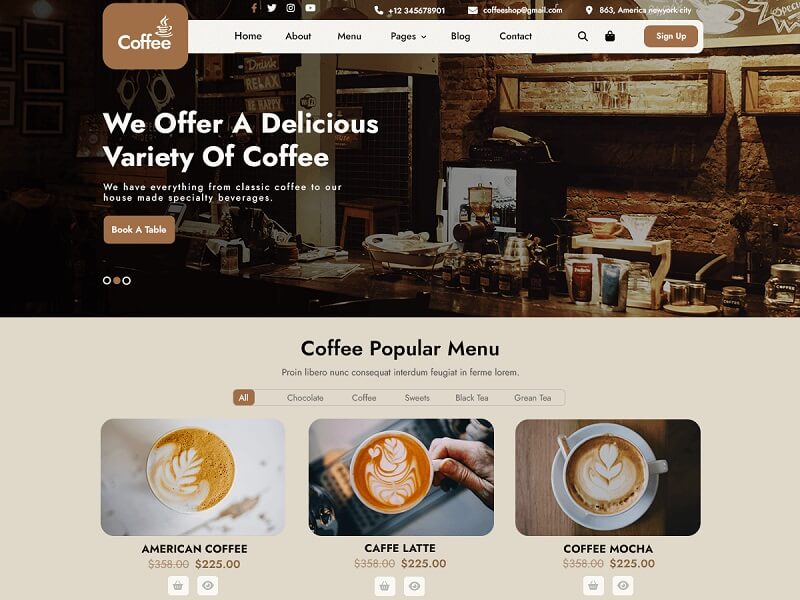 Cafe Elementor: Free Restaurant WordPress Themes