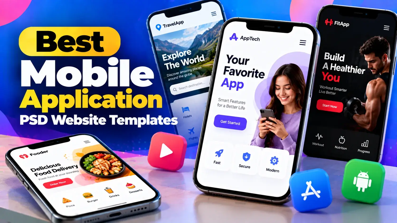 Best Mobile Application PSD Website Templates