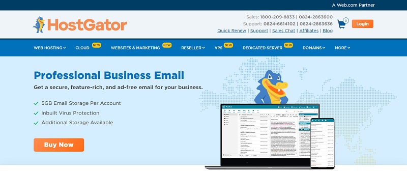 HostGator free domain email