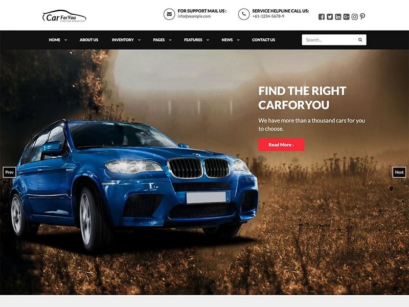 Auto CarForYou Car Dealer WordPress Theme