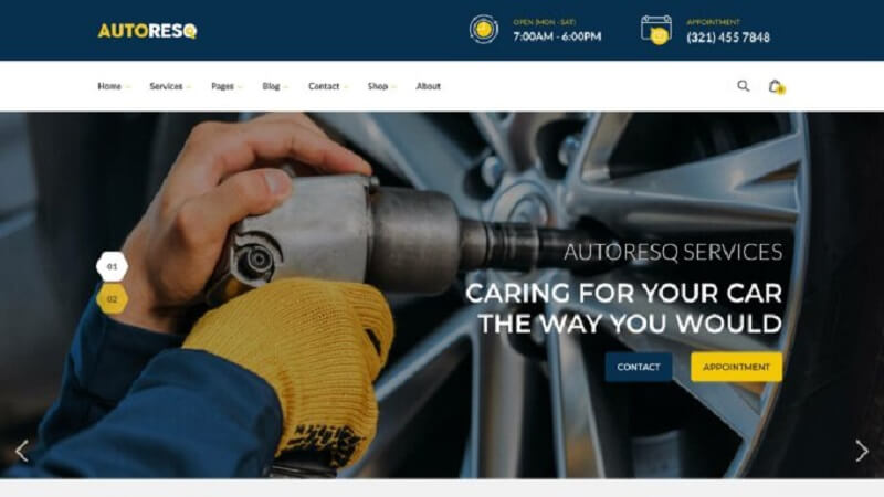 Autoresq Car Repair WordPress Theme