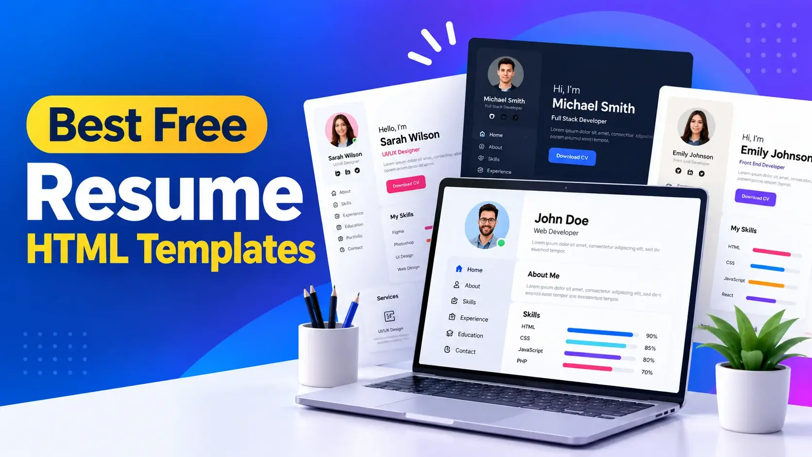 Free Resume HTML TemplatesBest Free Resume HTML Website Templates