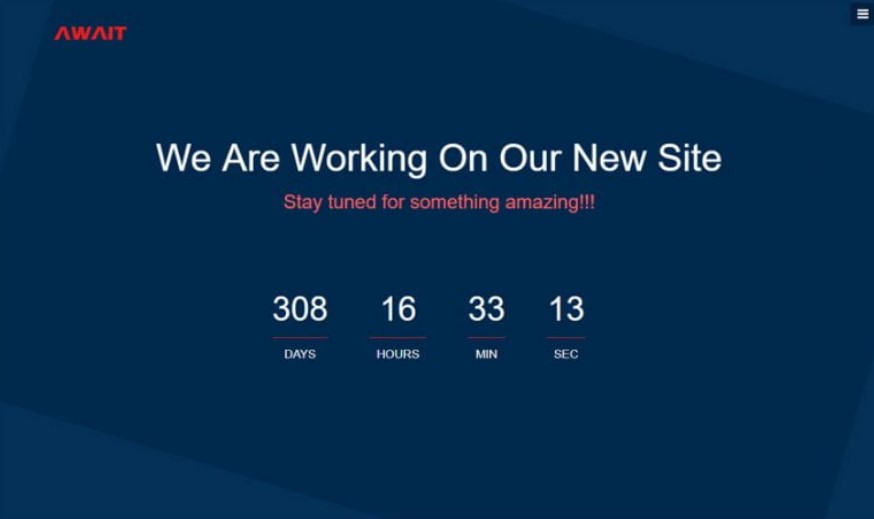 Await Coming soon HTML Web Template