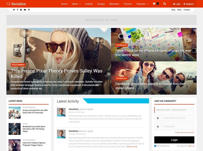 Socialize BB Press WordPress Theme