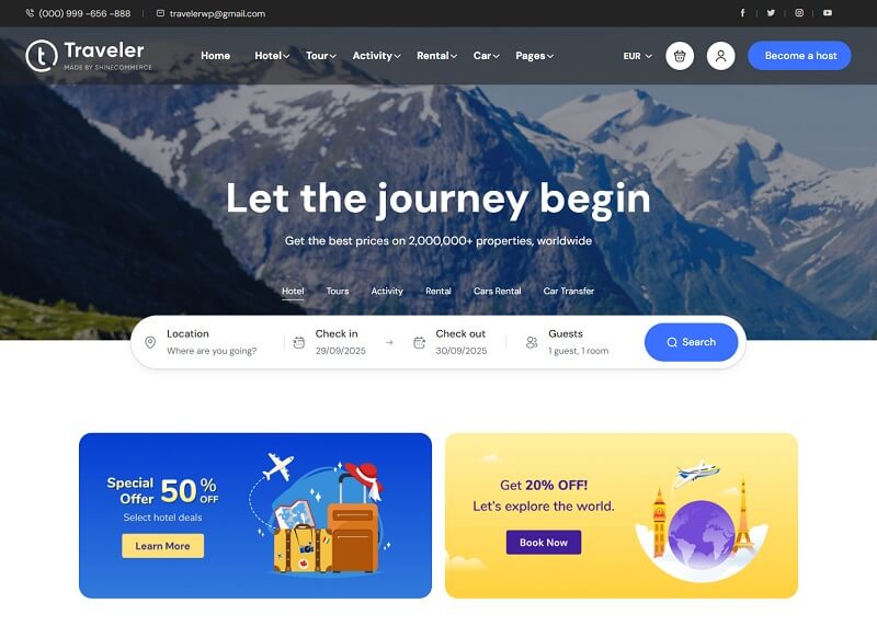 Traveler Travel WordPress Theme