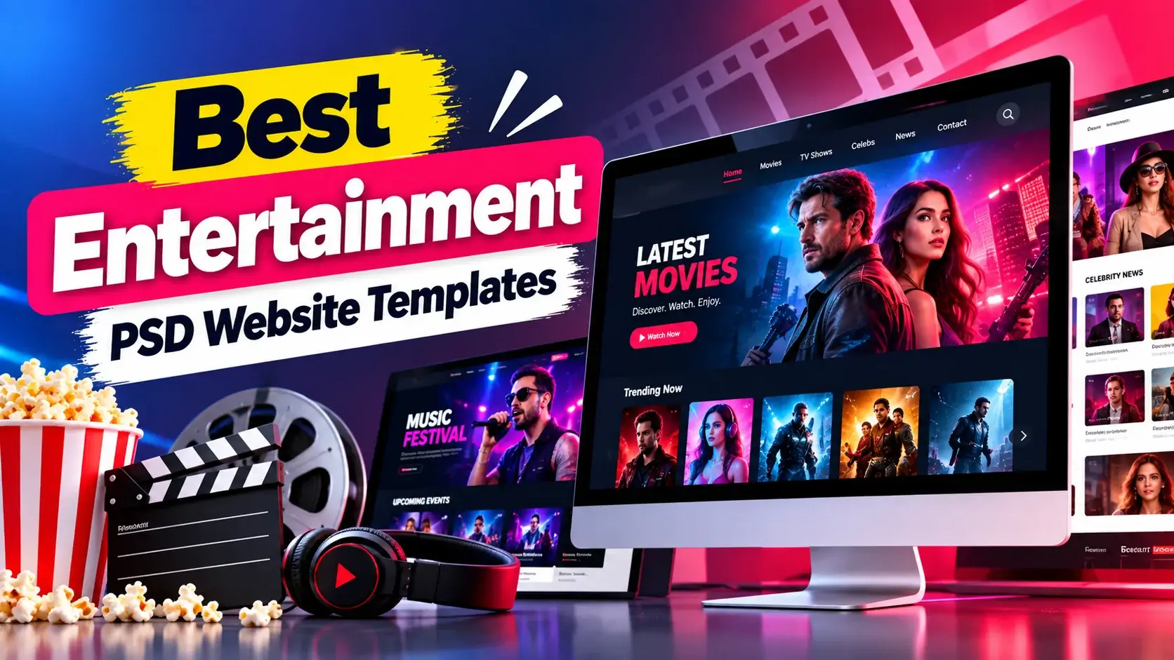 Best Entertainment PSD Website Templates for Creative Websites