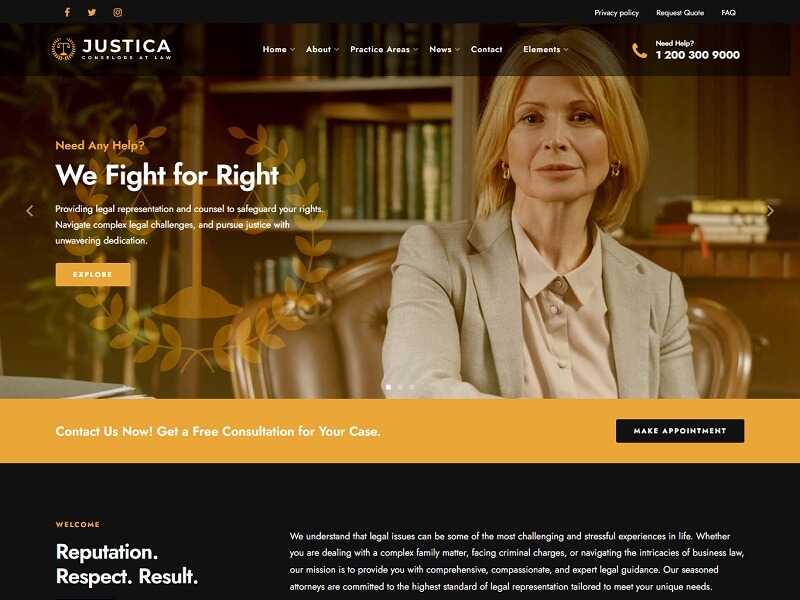 Justica Lawyer HTML Website Template
