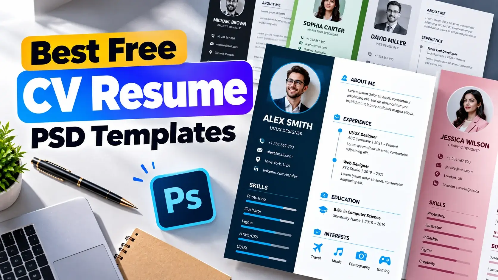 Best Free CV Resume PSD Templates