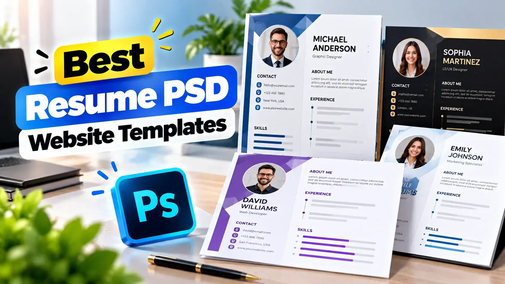 Best Resume PSD Website Templates for Designers