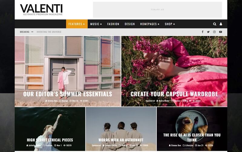 Valenti Magazine WordPress Theme