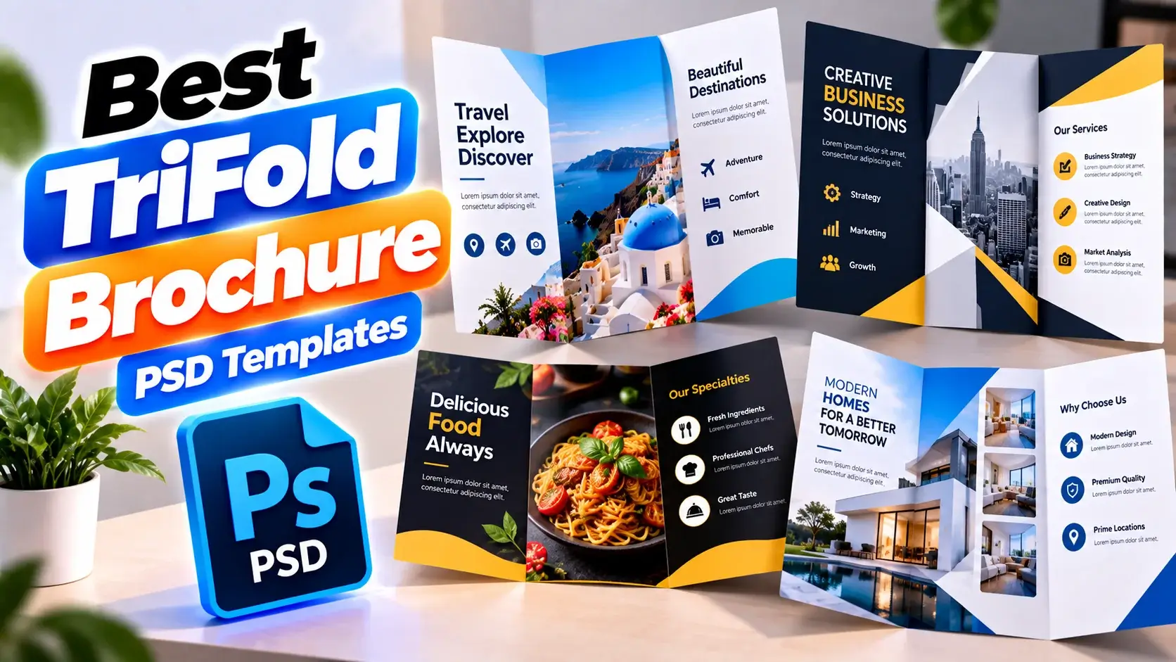 Best TriFold Brochure PSD Templates for Professional Designs
