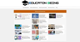 Educationbeing com homepage showing books, study guides, and online learning resources for students to learn, lead, and excel.