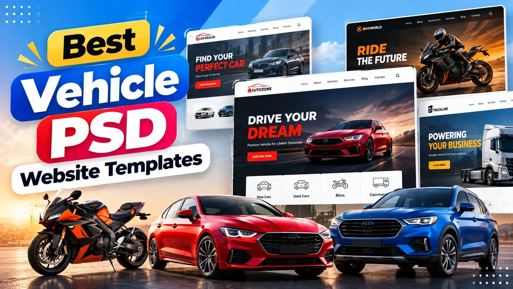 Best Vehicle PSD Website Templates for Auto Websites 2026