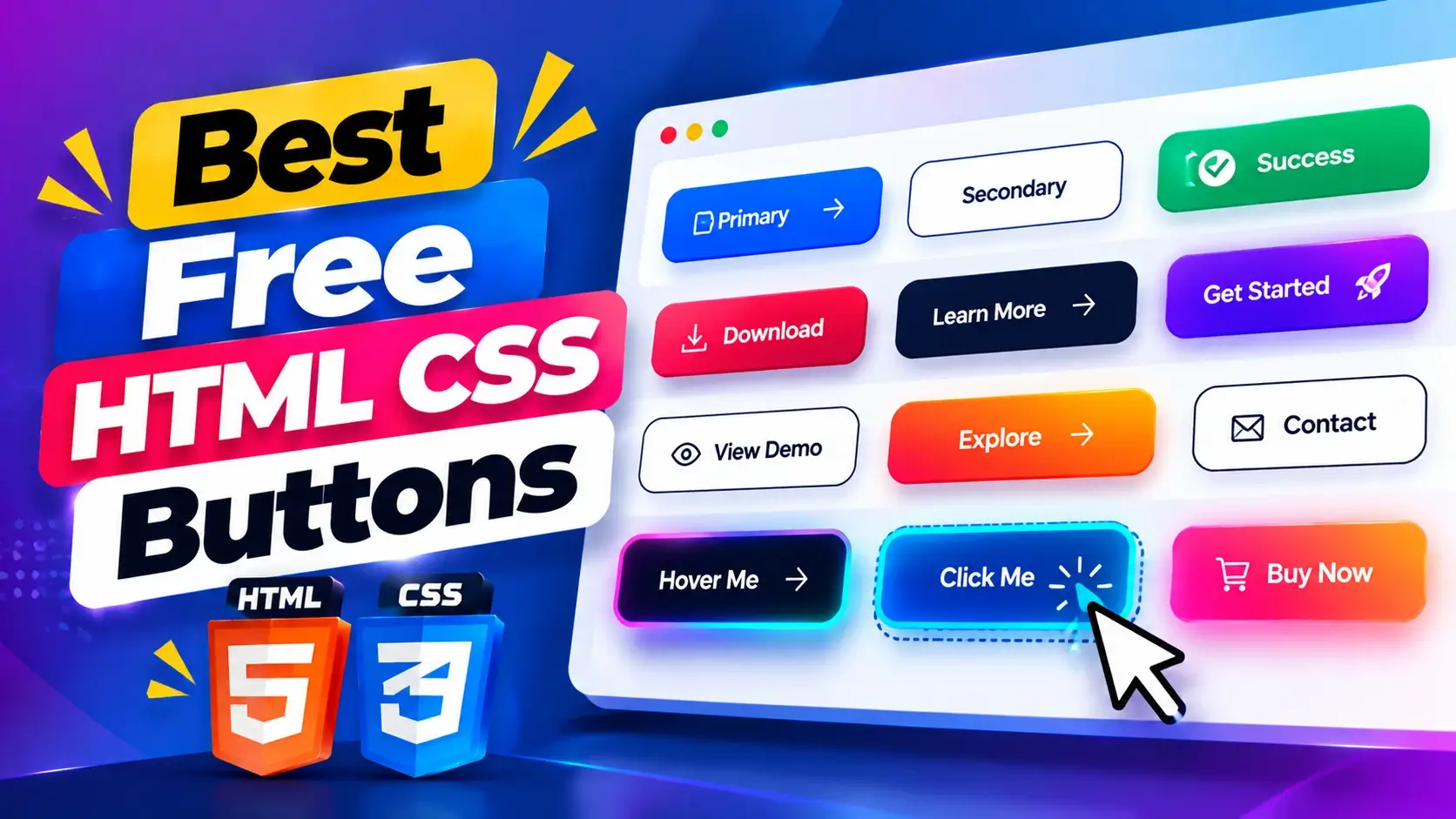 Best Free HTML CSS Buttons for Modern Websites 2026