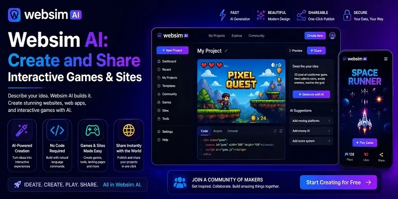 Websim AI: Create and Share Interactive Games & Sites Websim AI
