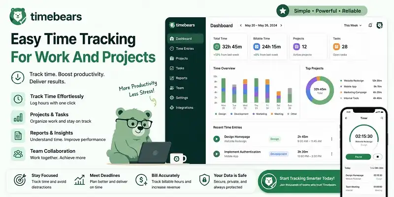 Timebears - Easy Time Tracking For Work And Projects timebears com